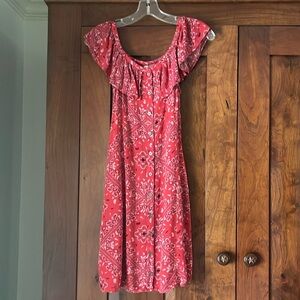 Mudd Paisley Red Bandana Dress, on or off shoulder, size XS